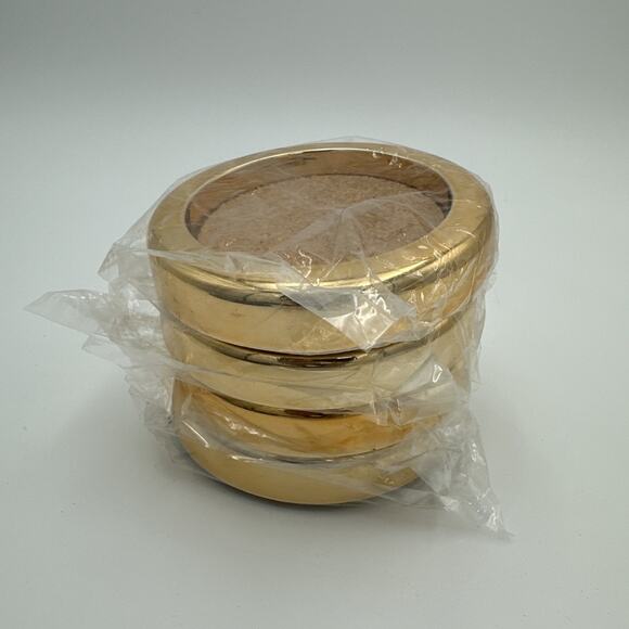 Vintage MCM 1970s Drulane Gold Plastic Cork Board Coaster NEW - Picture 6 of 6